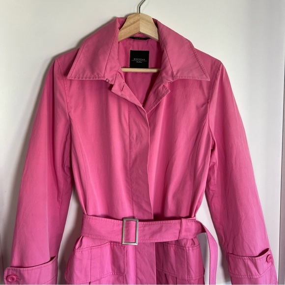 Max Mara Weekend Barbie Pink Belted Trench Coat, Size 8 - Picture 2 of 15